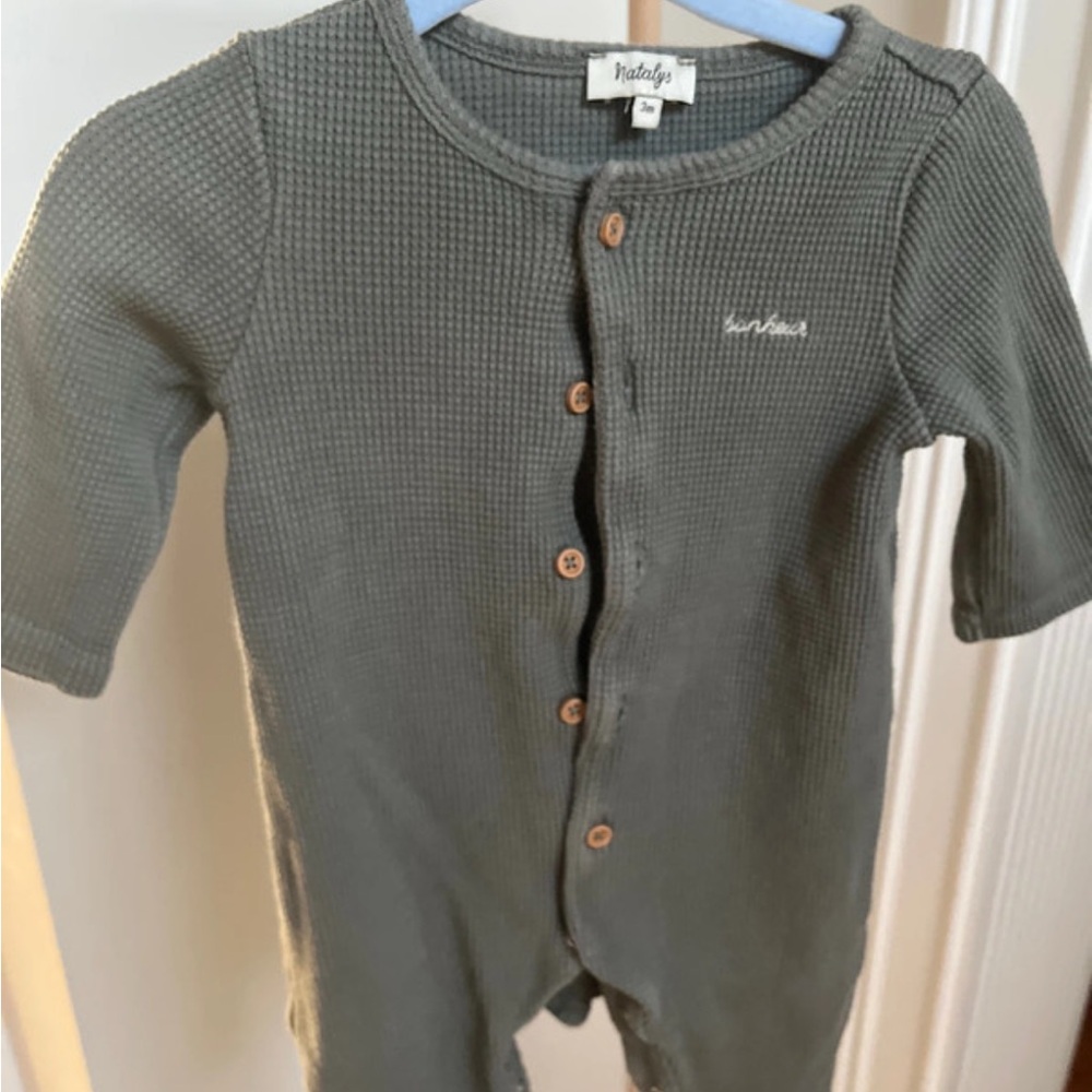 Natalys Olive Button-Up Footie